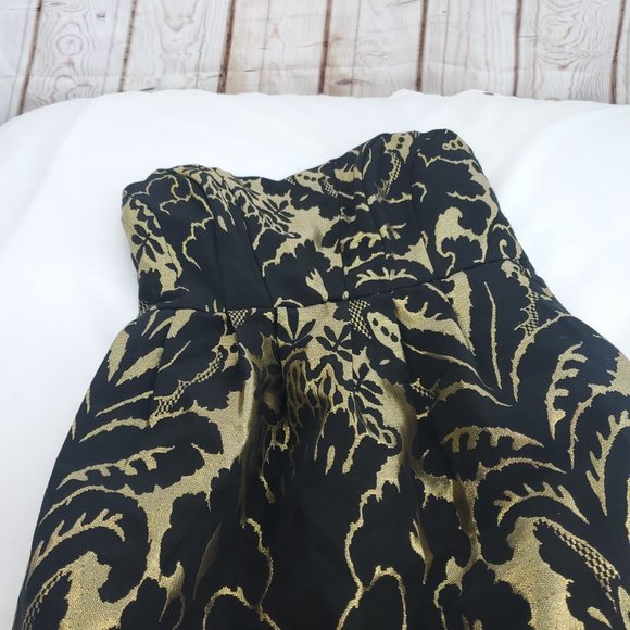 H&M Womens Gold Black Semi Sweetheart Neck Strapless Fully Lined Tube Dress Sz 8 - Picture 3 of 14